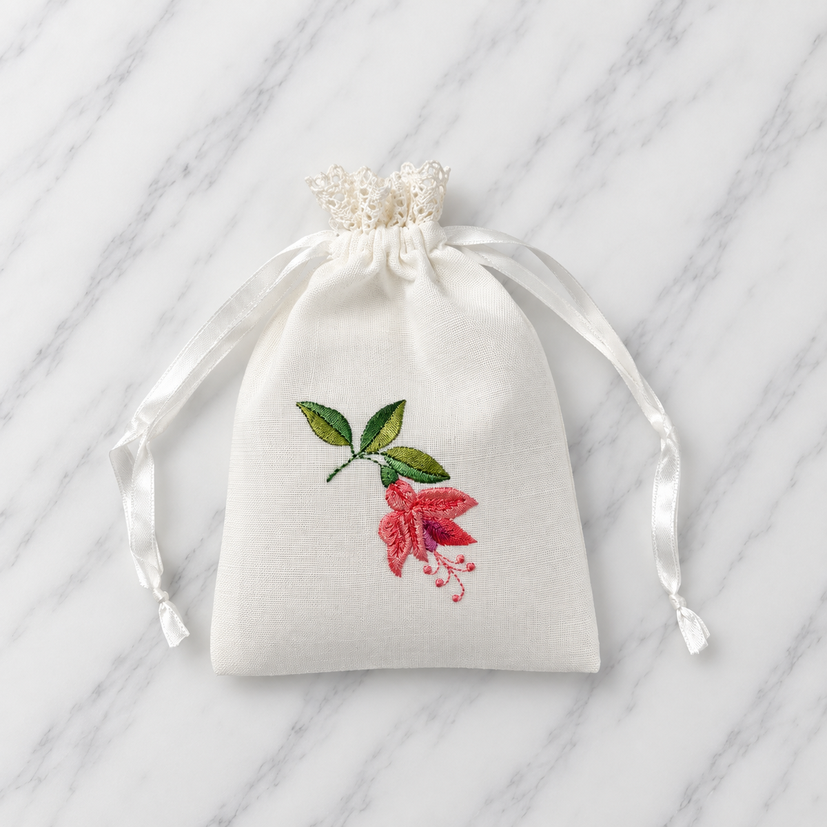 Lavender Filled Embroidered Scented Sachet With Fuschia Design