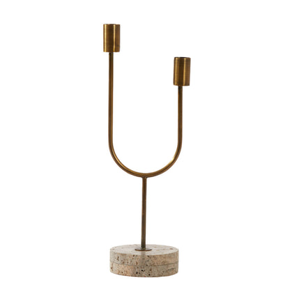 Florence Marble Bronze Candle Stick Holder