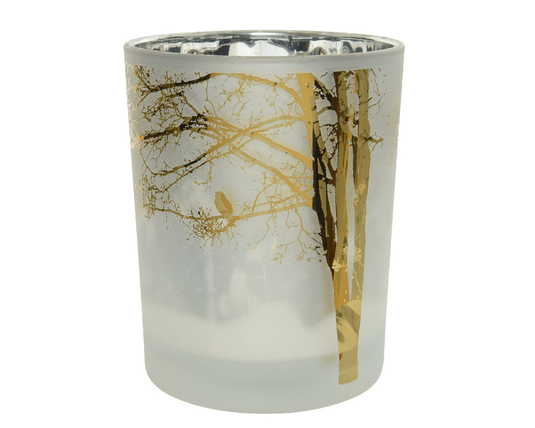 Gold &amp; White Candle Holder - Large