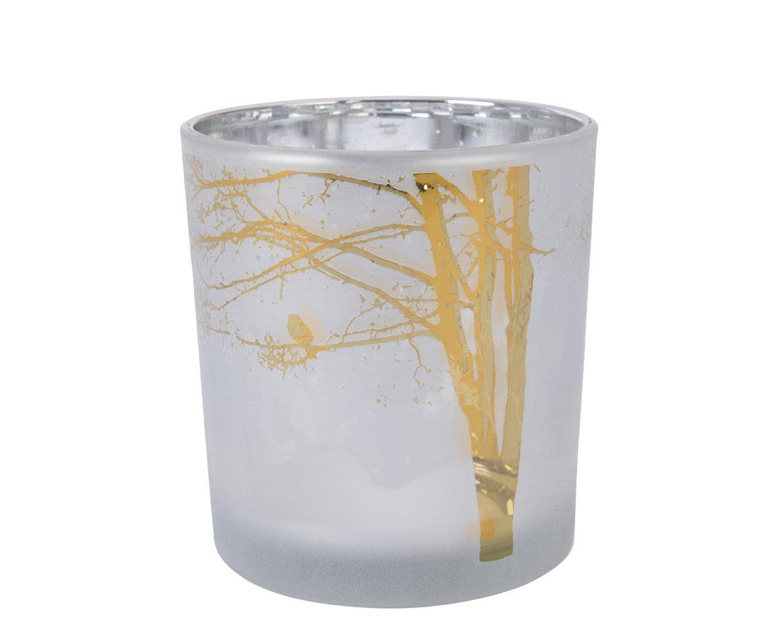 Gold &amp; White Candle Holder - Small