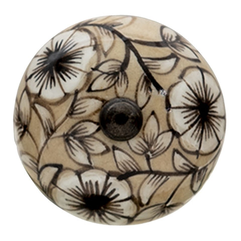 Ceramic Flowers Round Furniture Knob