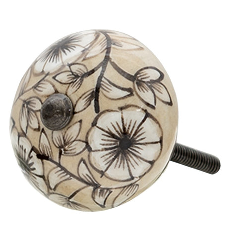 Ceramic Flowers Round Furniture Knob