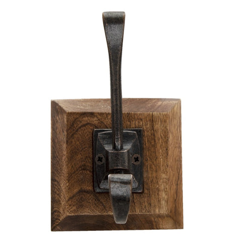 Brown Wood Metal Coat Hook