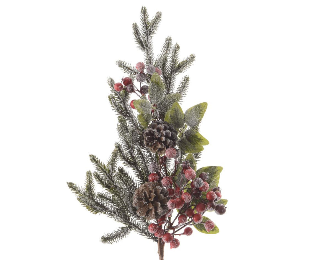 Frosted Berry &amp; Pinecone Sprig