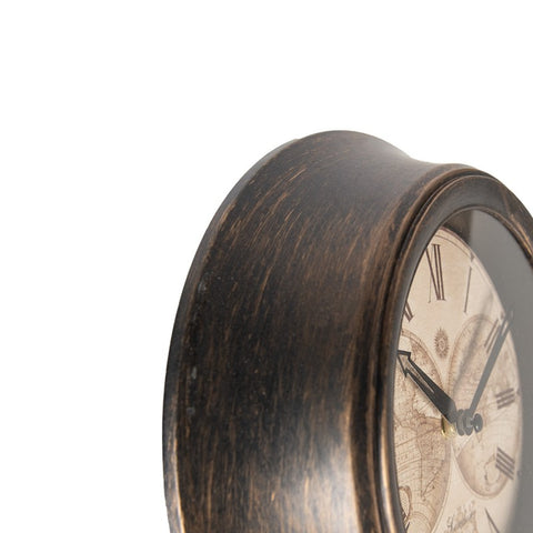 Brown World Pattern Wall Clock