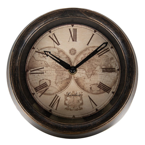 Brown World Pattern Wall Clock