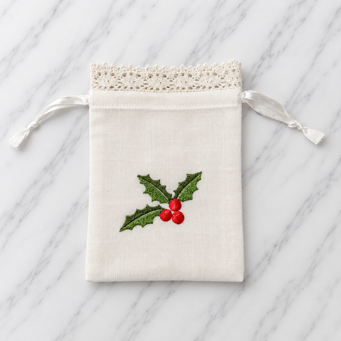 Irish Made Lace Sachet Bag With Square Design