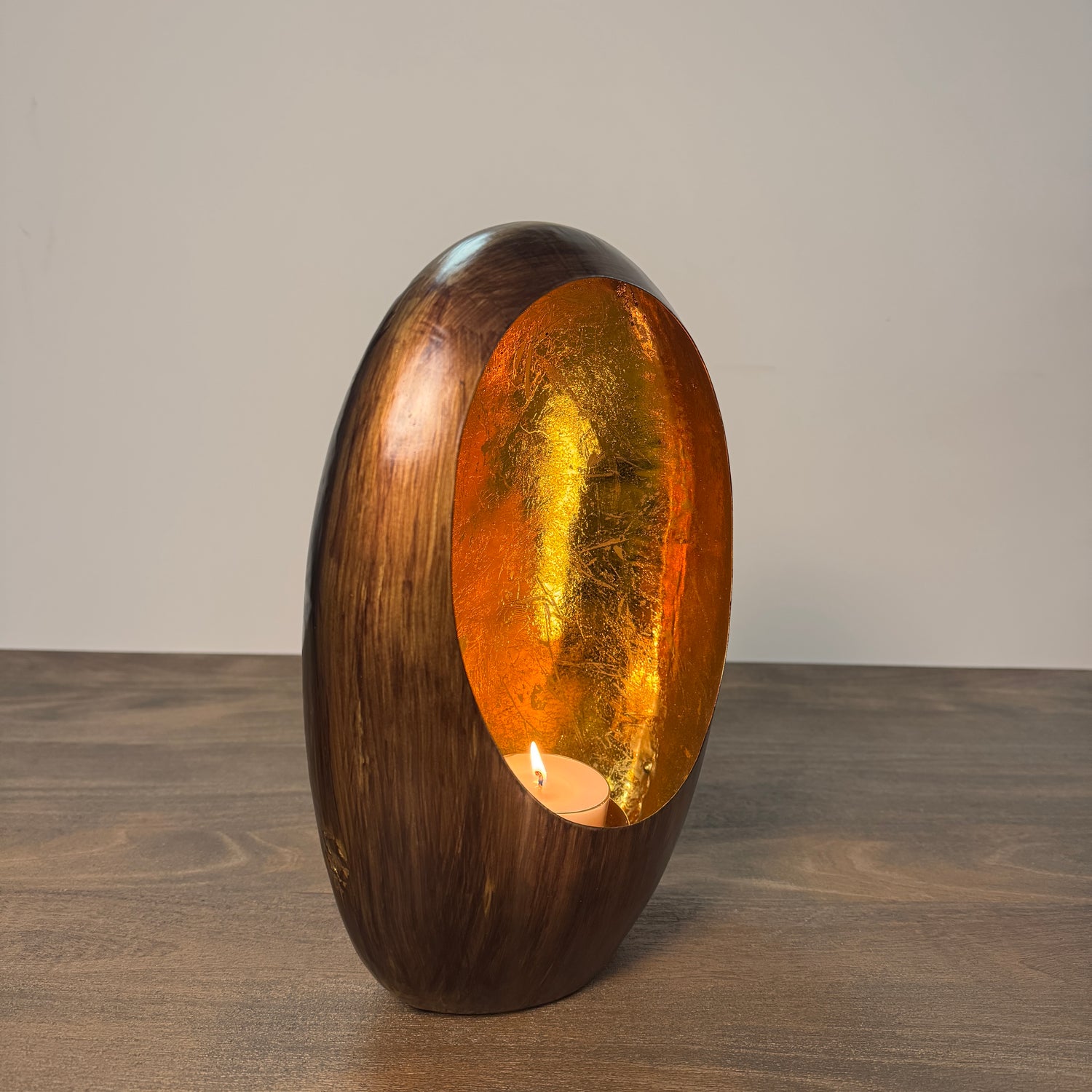 Bronze &amp; Gold Oval Candle Holder - 30cm