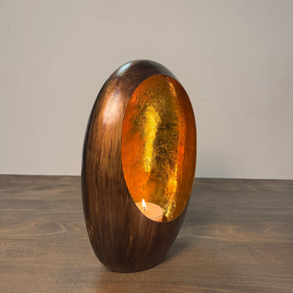 Bronze &amp; Gold Oval Candle Holder - 30cm