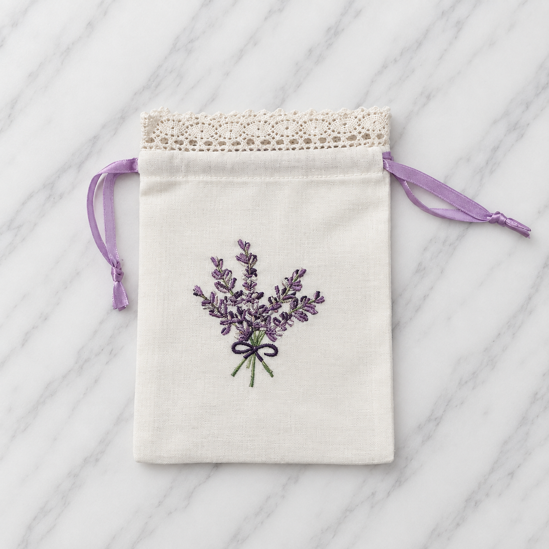 Irish Made Sachet Bag With Lavender Embroidery