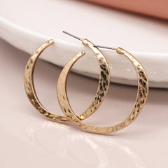 Hammered Gold Plated Hoop Earrings