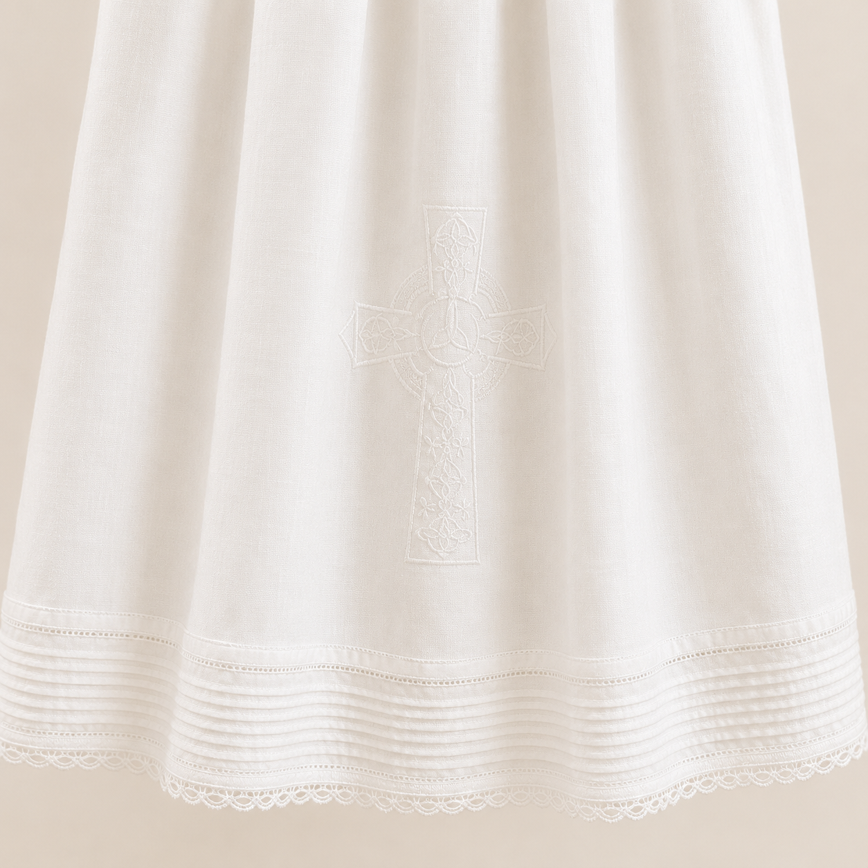 Cross Detail Irish Made Christening Gown