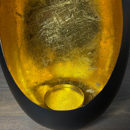 Black &amp; Gold Oval Candle Holder - 38cm