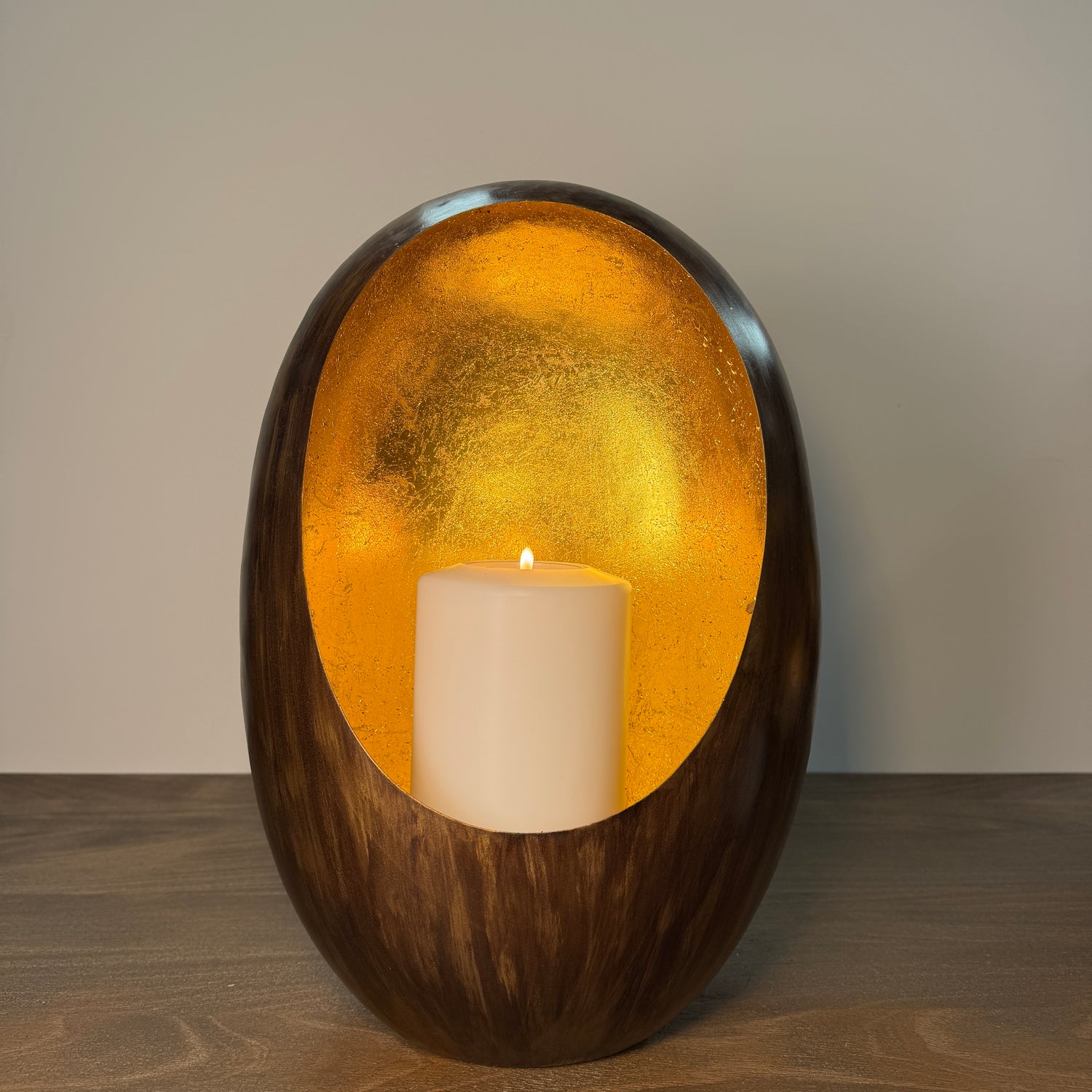 Bronze &amp; Gold Oval Candle Holder - 38cm