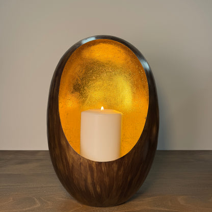 Bronze &amp; Gold Oval Candle Holder - 38cm