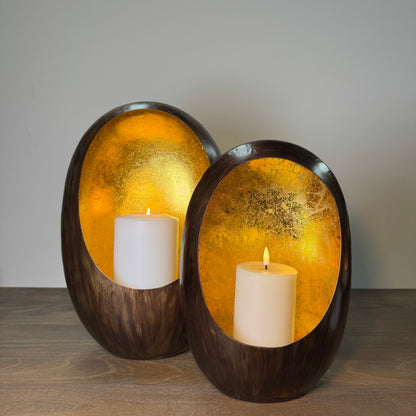 Bronze &amp; Gold Oval Candle Holder - 38cm