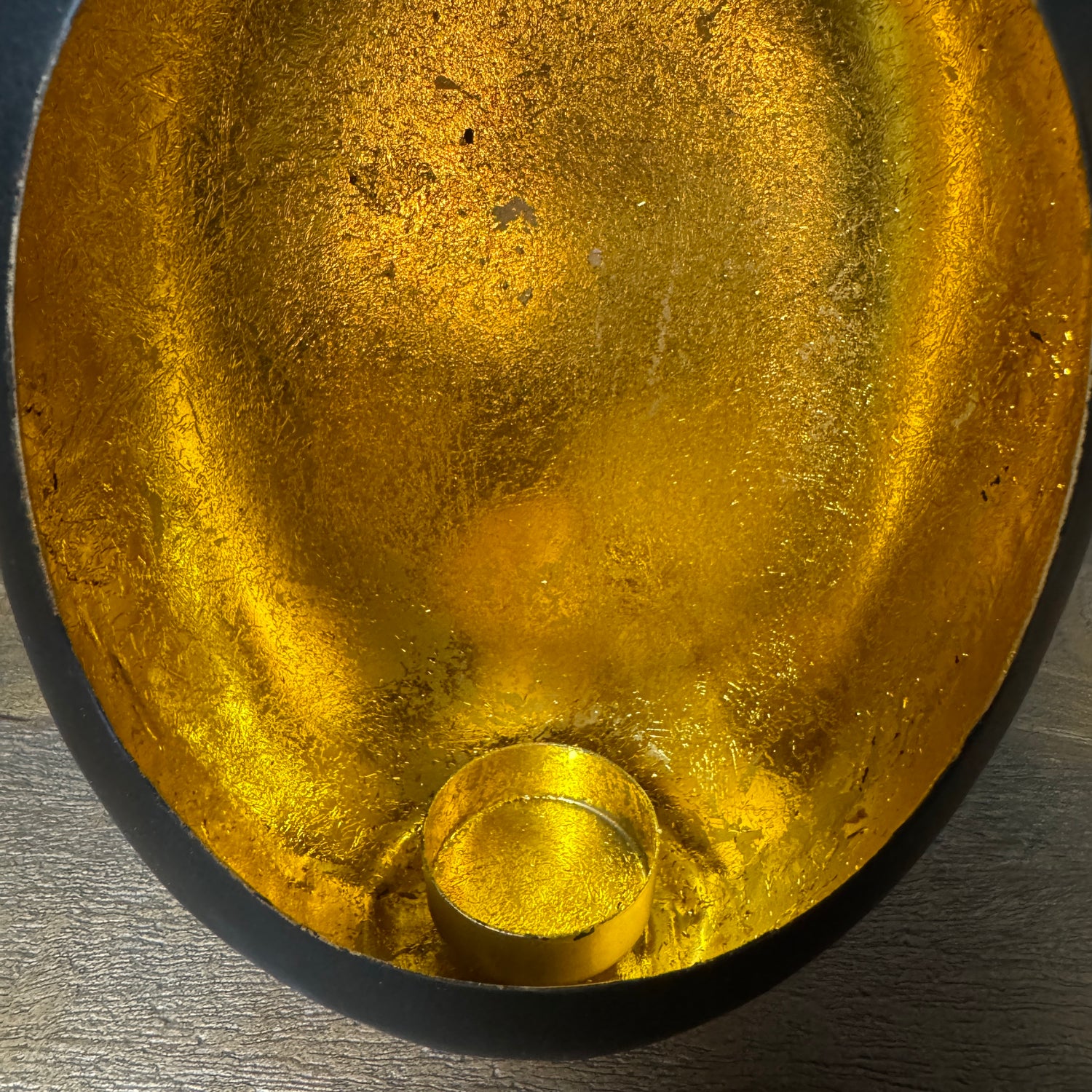 Black &amp; Gold Oval Candle Holder - 21cm