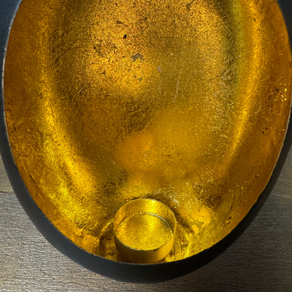 Black &amp; Gold Oval Candle Holder - 21cm
