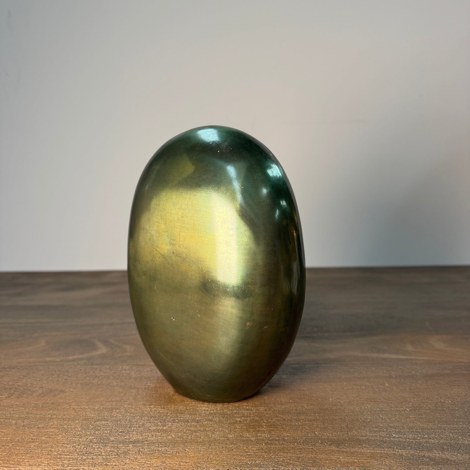 Green &amp; Gold Oval Candle Holder - 21cm