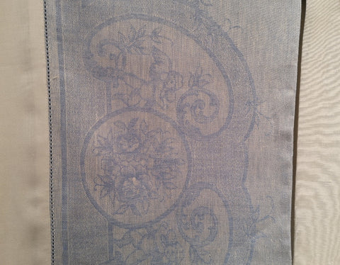 Angel Damask Linen Blue Tablecloth