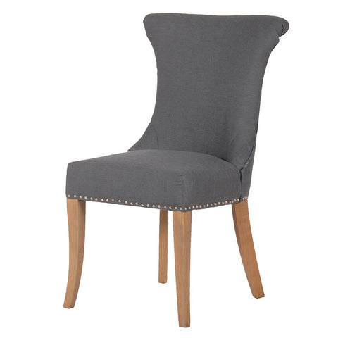 Mara Dark Grey Studded Dining Chair With Ring