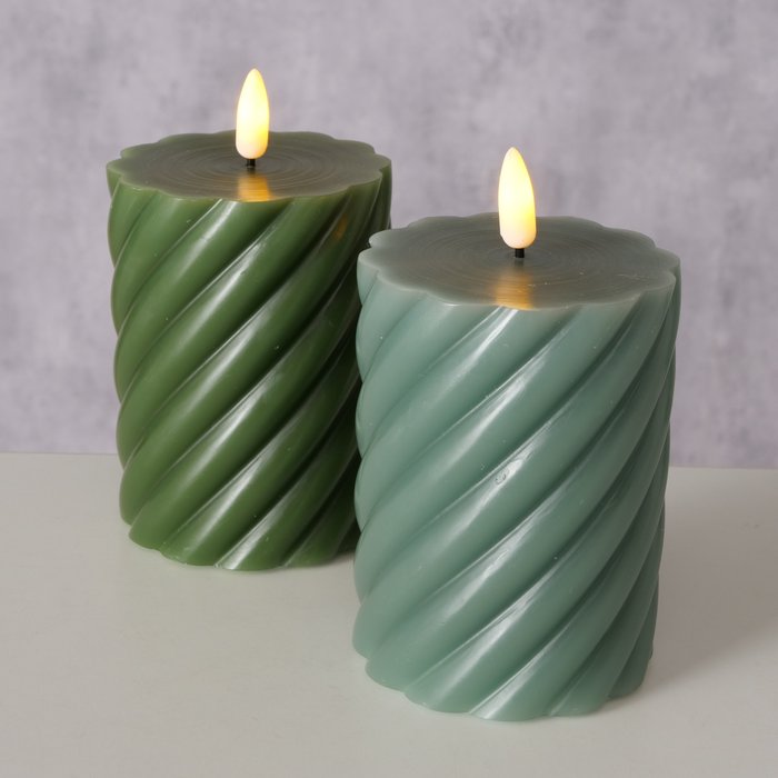 LED Twsited Candle - Green