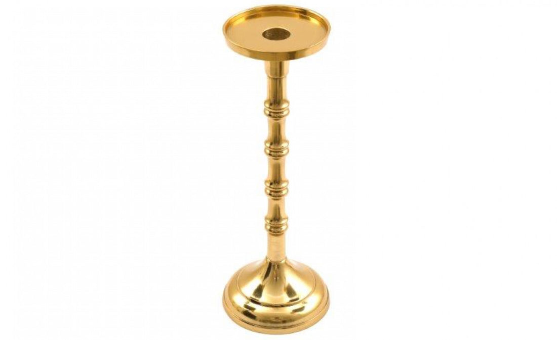 Gold Pillar Candle Holder - Large