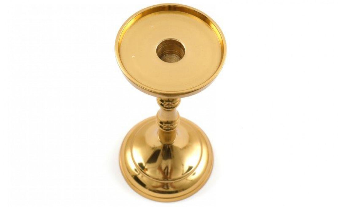 Gold Pillar Candle Holder - Small