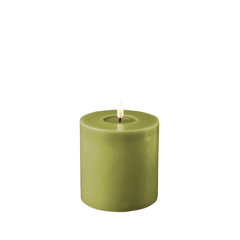 LED Candle 10 x 10cm - Olive Green