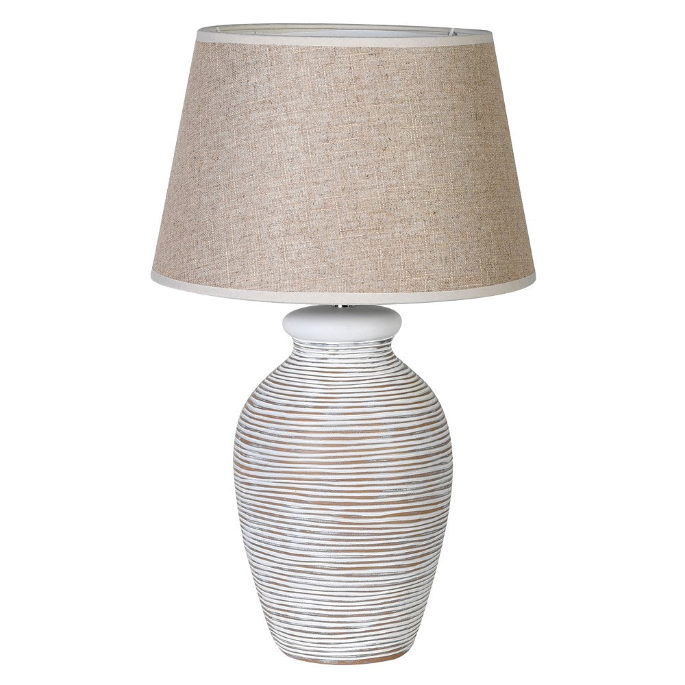 Jolene White Washed Table Lamp With Linen Shade