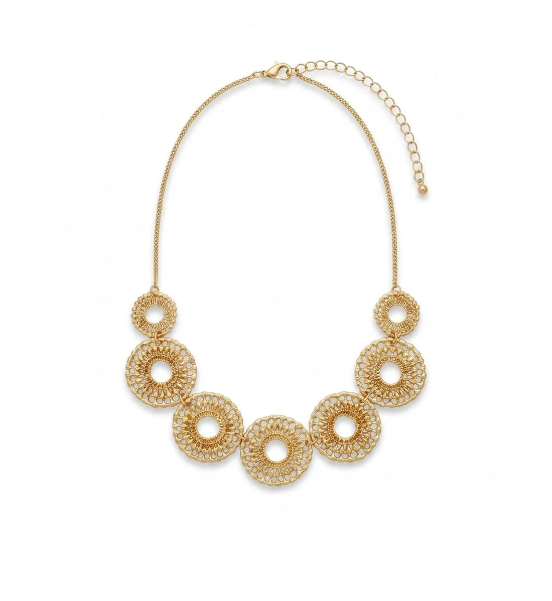 Filigree Single Lace Effect Gold Necklace