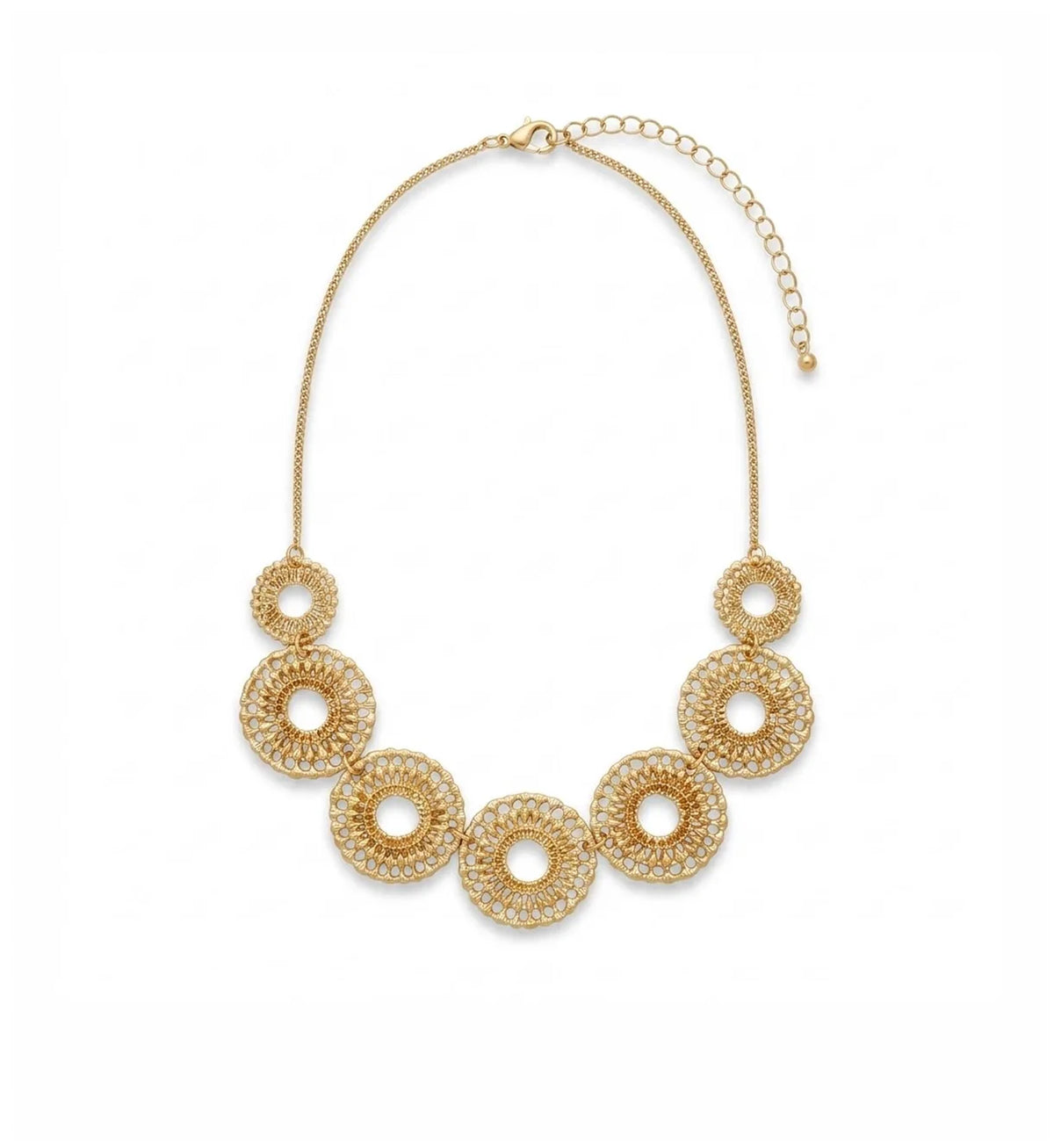 Filigree Single Lace Effect Gold Necklace