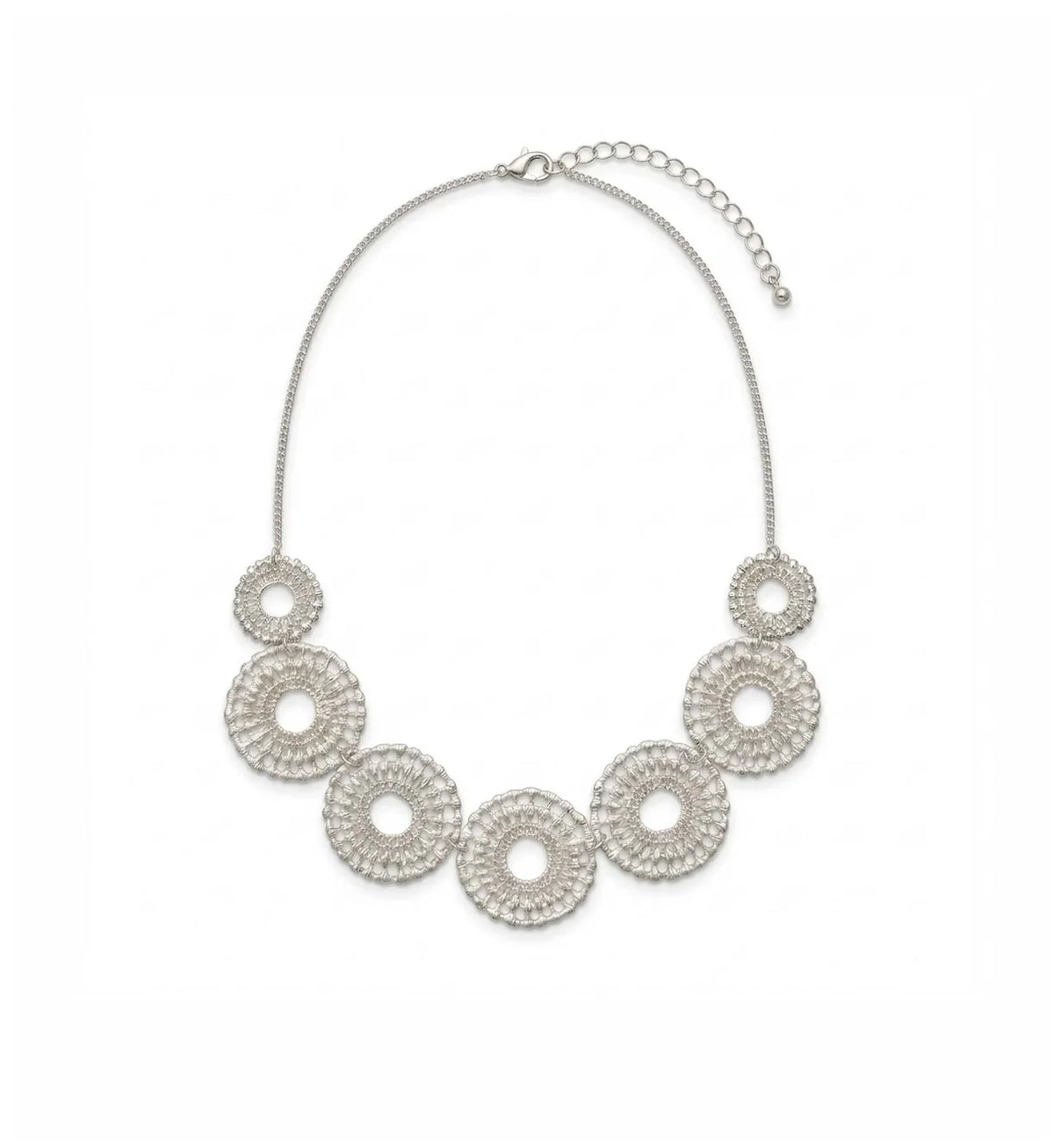 Filigree Single Lace Effect Silver Necklace