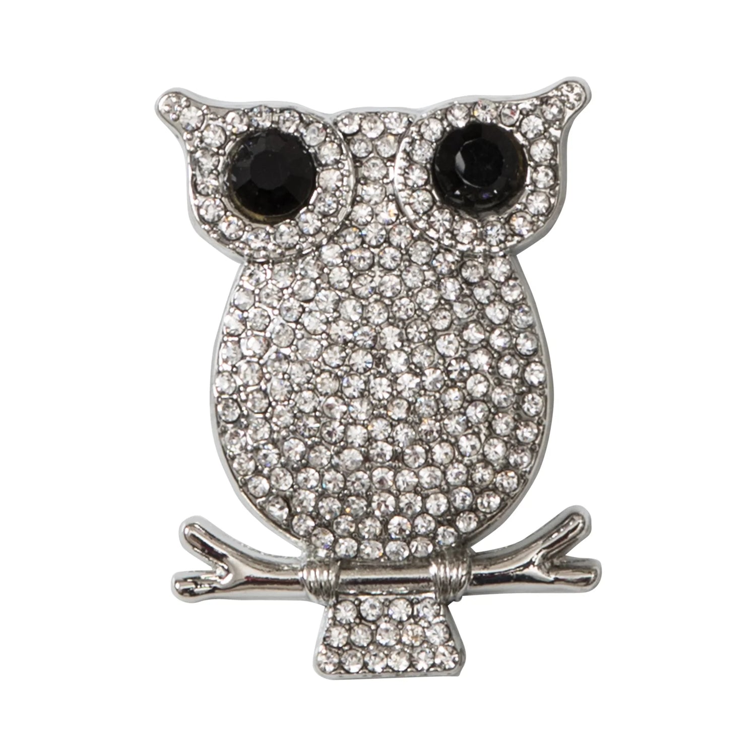 Crystal Owl Magnetic Brooch