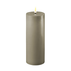 LED Candle 7.5 x 20cm - Sand Grey
