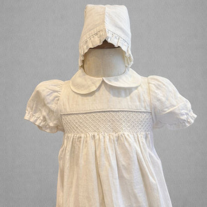 Christening Gown Smocked Irish Linen