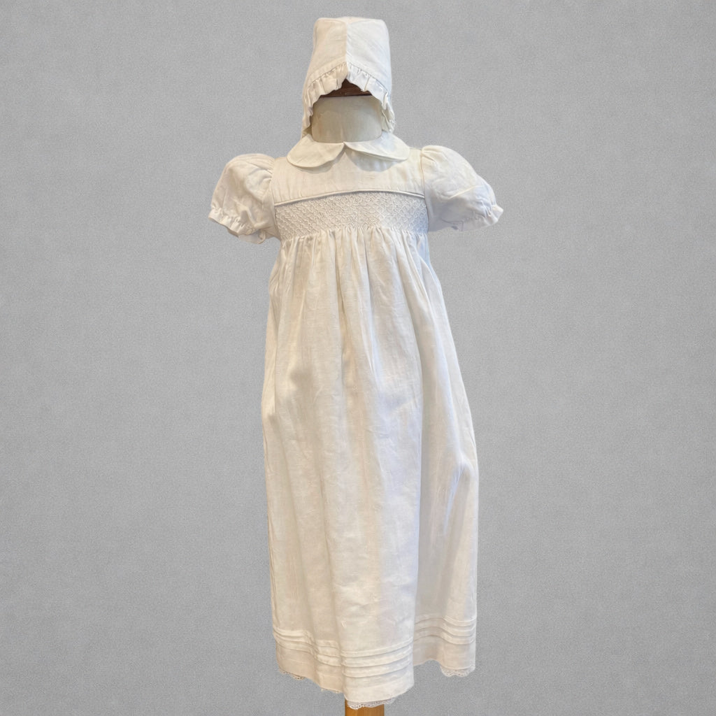Christening Gown Smocked Irish Linen The White Room Kenmare Christening Gown Smocked Irish Linen The White Room Kenmare