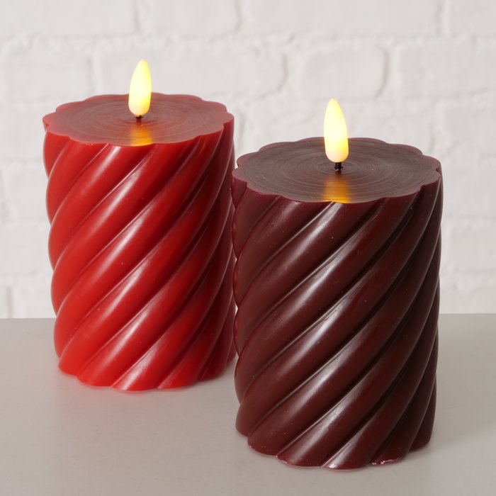 LED Twsited Candle - Red