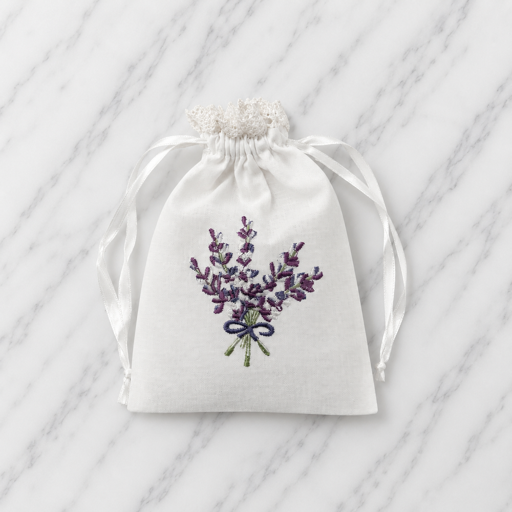 Lavender Filled Embroidered White Scented Sachet
