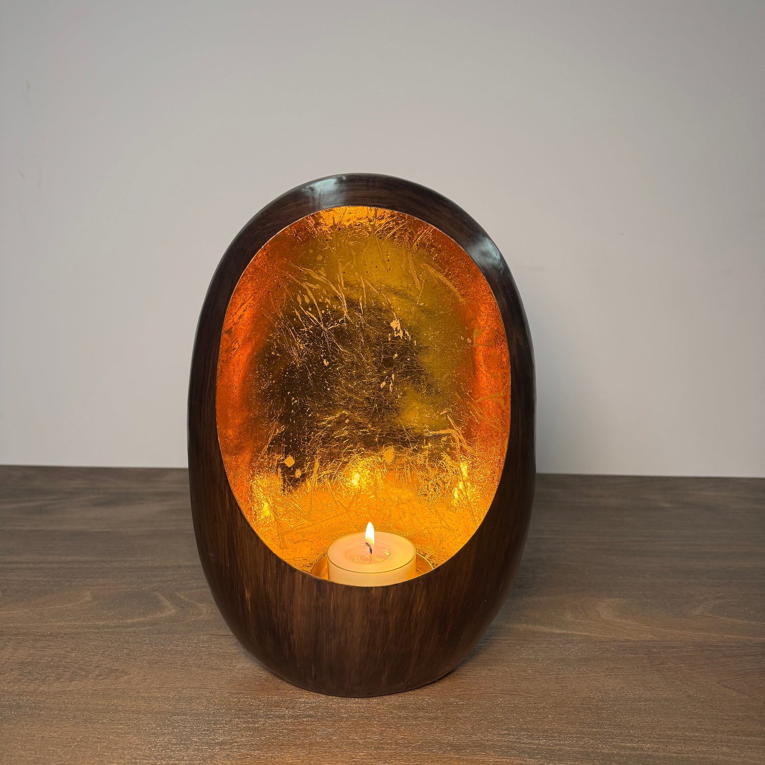 Bronze &amp; Gold Oval Candle Holder - 30cm