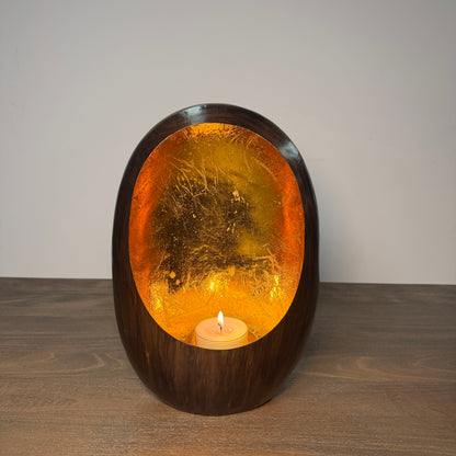 Bronze &amp; Gold Oval Candle Holder - 30cm