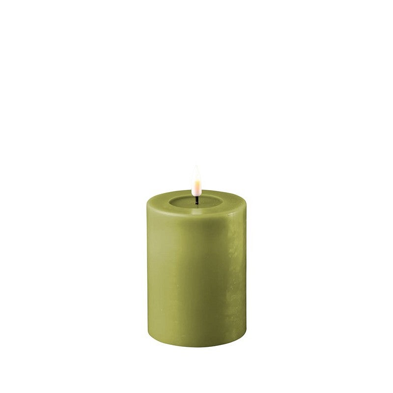 LED Candle 7.5 x 10cm - Olive Green