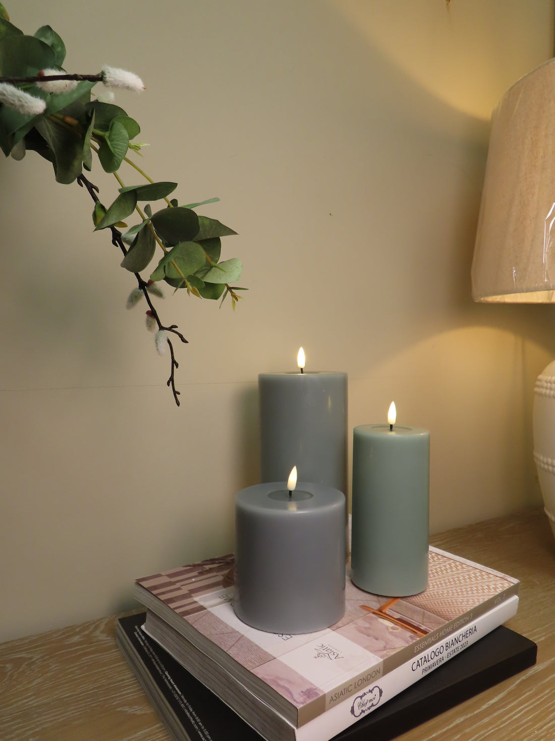 LED Candle 7.5 x 10cm - Sage Green