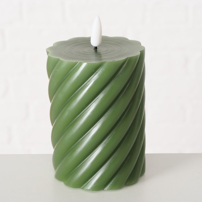 LED Twisted Candle - Green