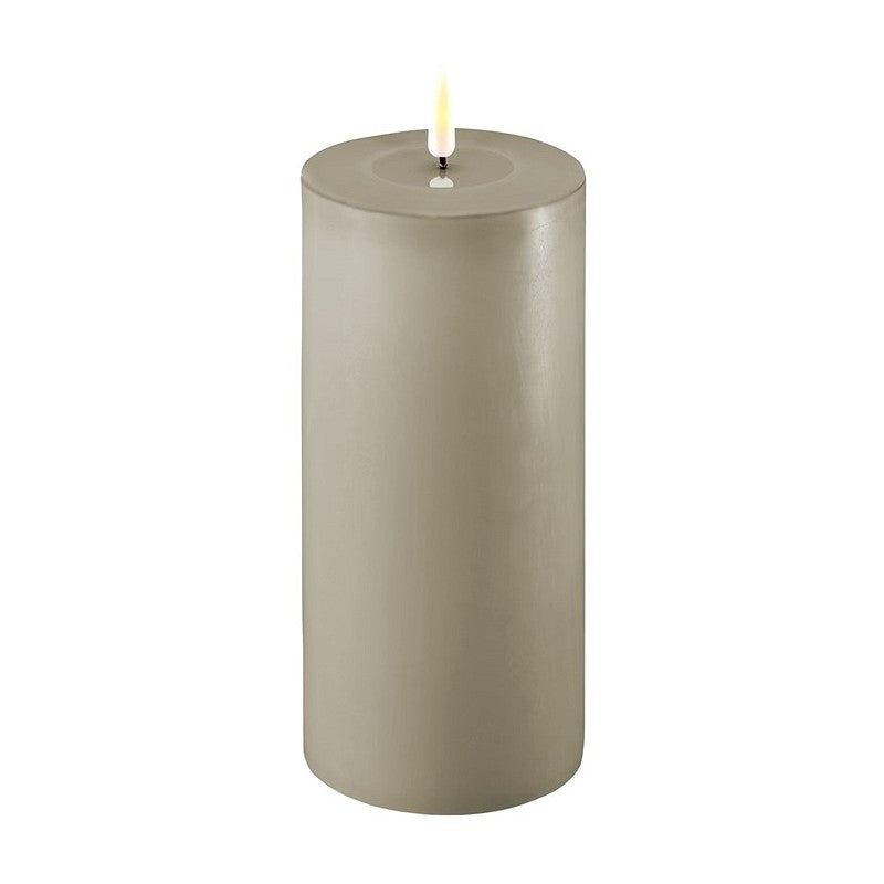 LED Candle 10 x 20cm - Sand Grey