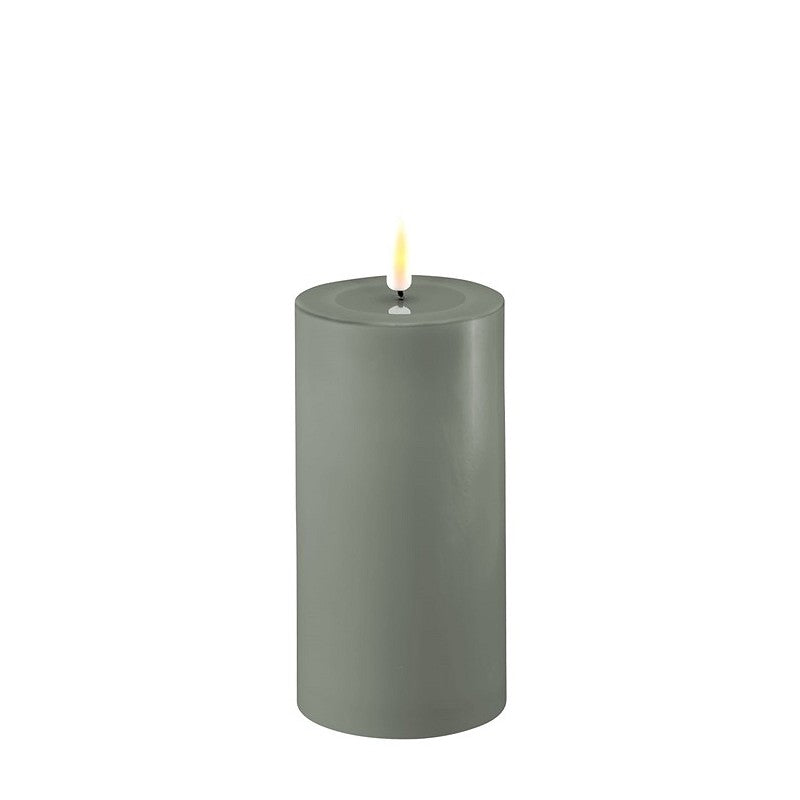 LED Candle 7.5 x 15cm - Sage Green