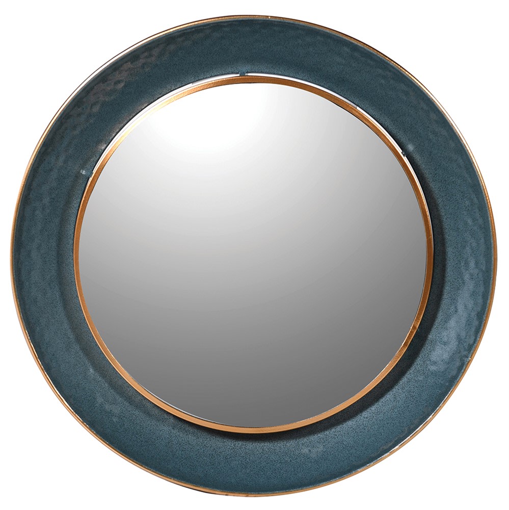 Terra Teal Edge Round Wall Mirror