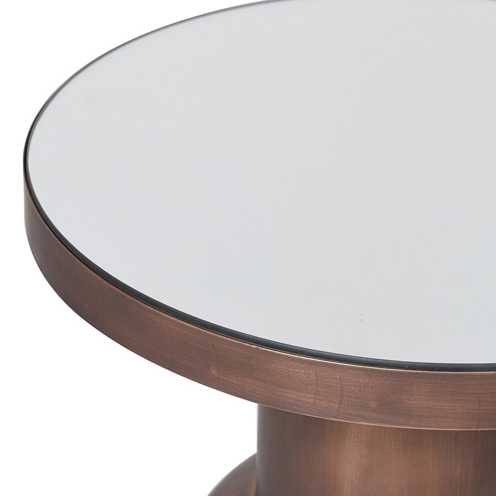 Mirrored Metal Round Side Table