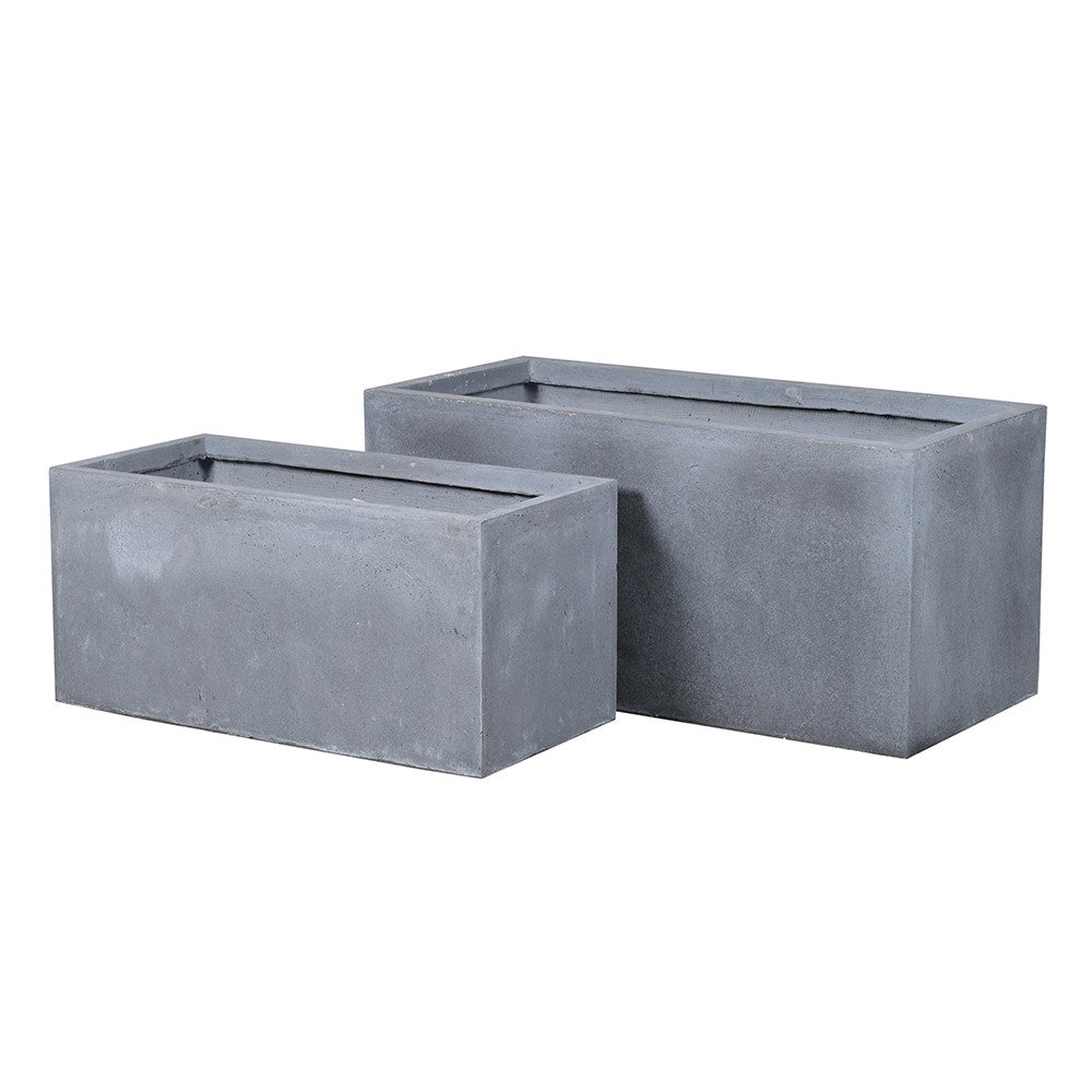 Set of 2 Oblong Grey Planters