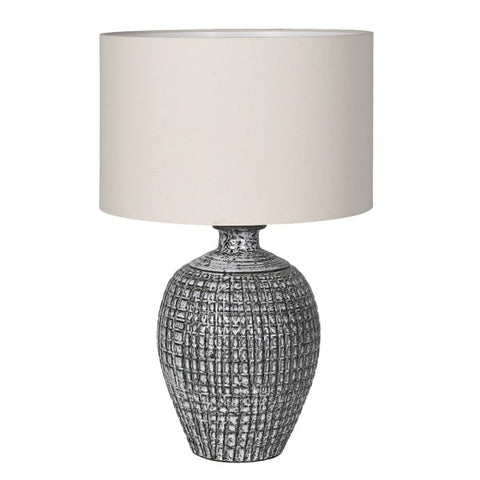 Textured Table Lamp with Linen Shade